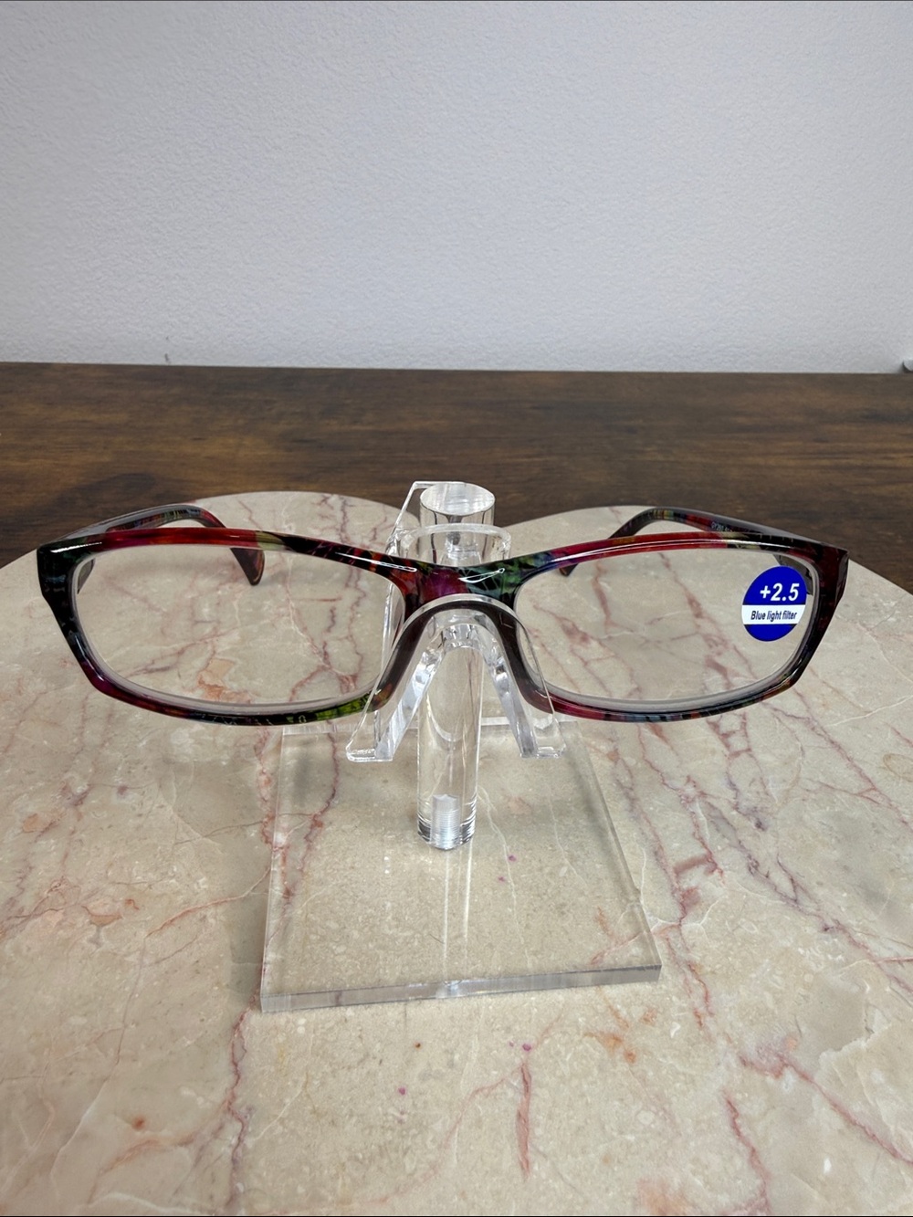 Blue Light Reading Glasses - Multicolor abstract design. #90s Frame (+2.5)